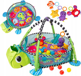 Mata edukacyjna Żółw dla dzieci kojec dla niemowląt z piłeczkami Ecotoys