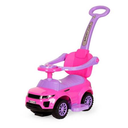 Autko jeździk Samochód dla dzieci 3w1 Pchacz z rączką do prowadzenia różowy