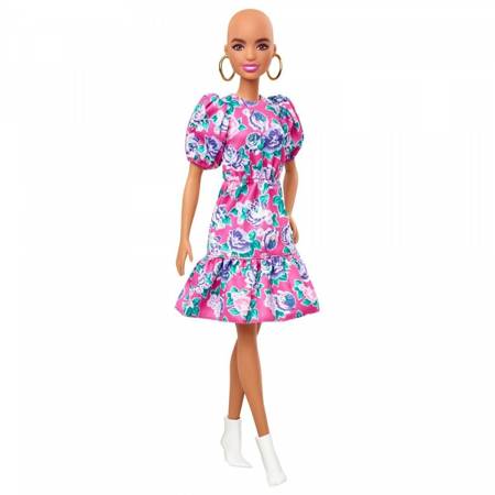 Barbie Lalka Fashionistas łysa sukienka w kwiaty  nr 150