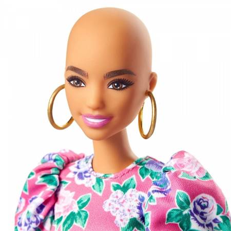 Barbie Lalka Fashionistas łysa sukienka w kwiaty  nr 150