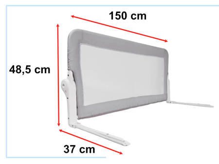 Barierka ochronna do łóżka Osłonka 150cm - szara