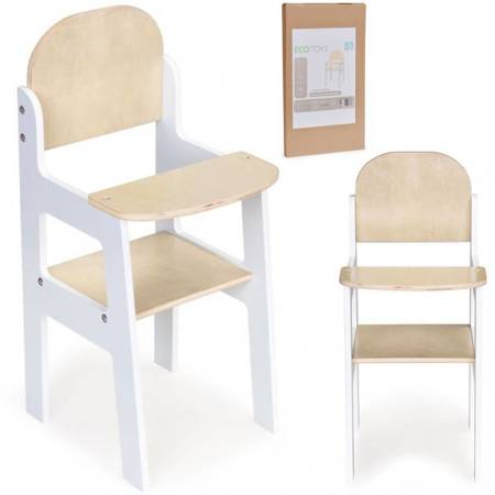 Drewniane krzesełko fotel do karmienia dla lalek pluszaków  ECOTOYS