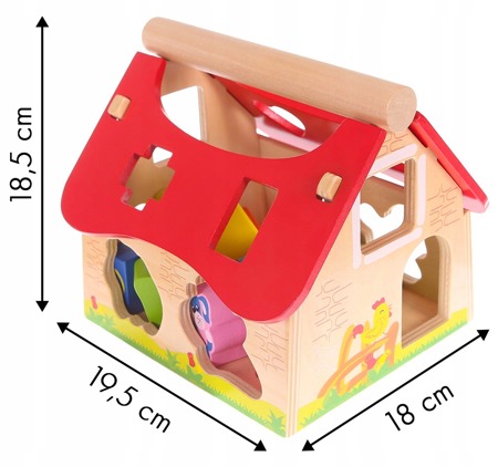 Drewniany domek sorter dla dzieci farma edukacyjna klocki Ecotoys