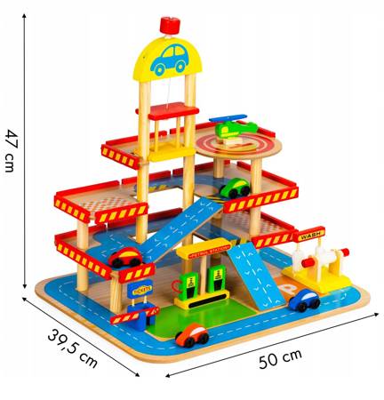 Drewniany garaż Parking z samochodami dla dzieci 3 poziomy