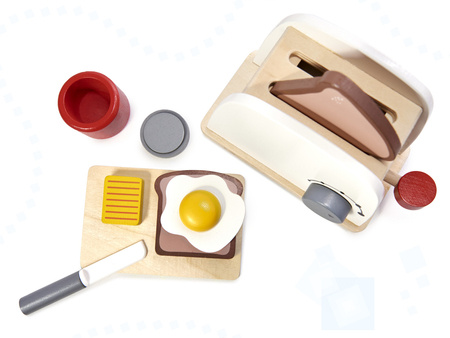 Drewniany toster z ruchomymi elementami Opiekacz dla dzieci z akcesoriami 8 elementów