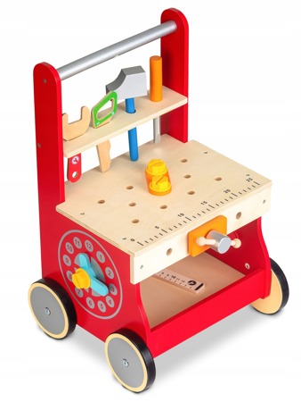 Drewniany warsztat majsterkowicza wózek dla dzieci pchacz narzędzia Ecotoys TL88042