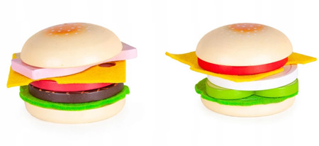 Drewniany zestaw burgerów dla dzieci hamburger jedzenie akcesoria Ecotoys