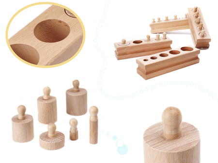 Drewniany zestaw odważników Cylindry dla dzieci Nauka liczenia Montessori Układanka 24 elementy