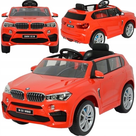 Duże auto na akumulator BMW X5 M dla dzieci z podświetlaną deską rozdzielczą Samochód elektryczny czerwony