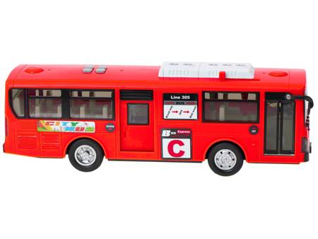 Duży autobus szkolny Gimbus dla dzieci z efektami świetlnymi i dźwiękowymi 1:20 czerwony 