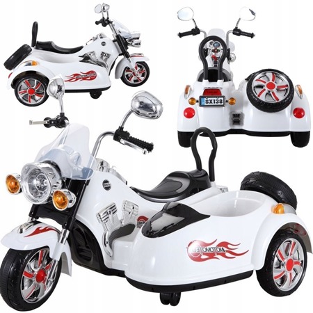 Duży motocykl elektryczny motor na akumulator dla dzieci dwa silniki biały SX138 