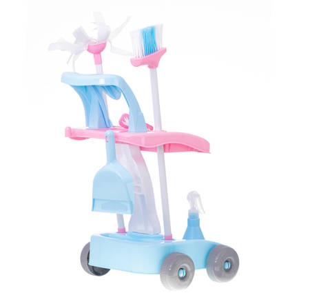 Duży zestaw do sprzątania dla dzieci Wózek z interaktywnym odkurzaczem i akcesoriami 