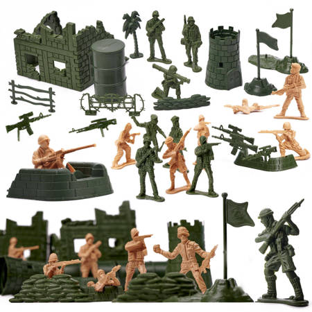 Duży zestaw żołnierzyków dla dzieci Baza wojskowa Figurki Żołnierze Akcesoria 114 elementów