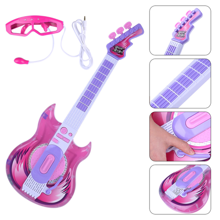 Gitara elektryczna dla dziewczynki Zestaw muzyczny z okularami i mikrofonem 
