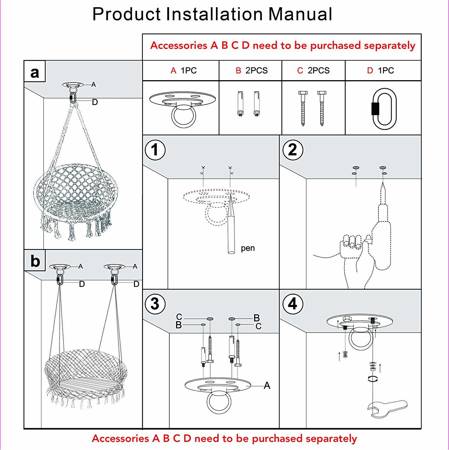 Hamak brazylijski krzesło fotel huśtawka z poduszkami + zestaw montażowy hak sufitowy