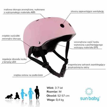 Kask rowerowy dla dzieci M z lampką LED Cubic Sun Baby 3-7 lat