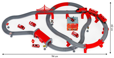 Kolejka pociąg na baterię miasteczko straży pożarnej dla dzieci 92 el 