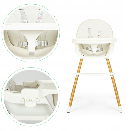 Krzesełko Fotelik do karmienia z tacką dla dzieci beżowy Ecotoys HA-004 BEIGE