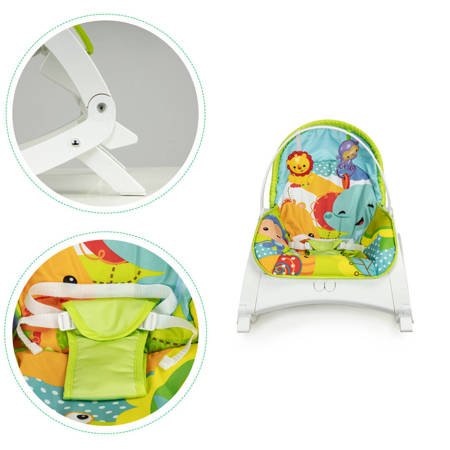 Leżaczek bujaczek kołyska dla dzieci z zabawkami 2w1 Fotelik z wibracjami Ecotoys