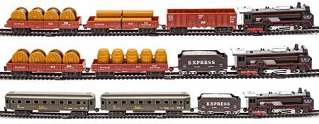 Realistyczna kolejka Rail King Elektryczny pociąg z 3 wagonami Parowóz dla dzieci