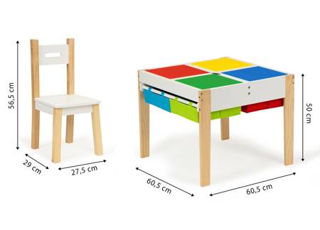 Stół z dwoma krzesłami Stolik dla dzieci ECOTOYS Zestaw mebli sosnowych XKF002