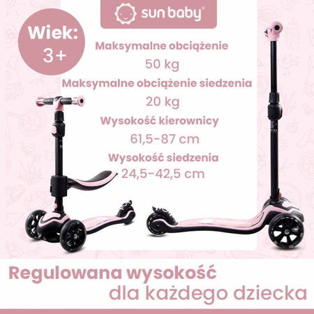 Sun Baby Hulajnoga trójkołowa balansowa Flash z kołami LED