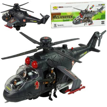 Wojskowy helikopter z żołnierzami dla dzieci czarny światło dźwięk 
