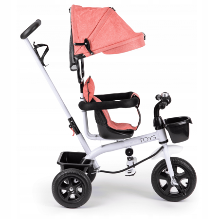 Wózek z daszkiem dla dzieci rowerek trójkołowy pchacz różowy Ecotoys ECO06391