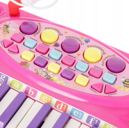 Zabawkowe pianinko organki dla dzieci mikrofon bębenek efekty świetlne 