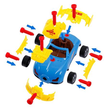 Zabawkowy samochód wyścigowy do skręcania i rozkręcania dla dzieci Zestaw mały majsterkowicz 