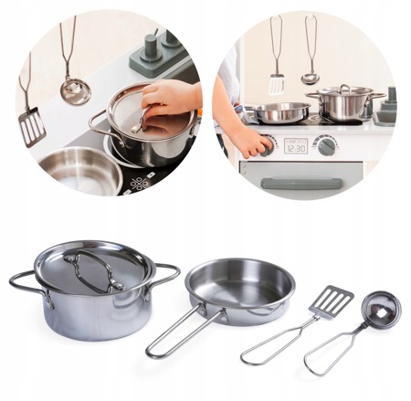 Zestaw akcesoriów kuchennych dla dzieci metalowe garnki kuchnia Ecotoys