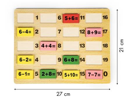 Zestaw klocków matematycznych dla dzieci do nauki liczb Edukacyjne domino drewniane MB386