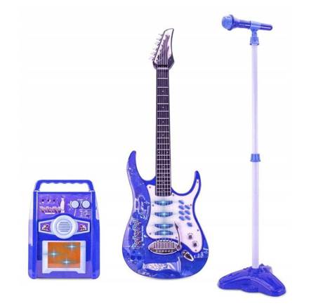 Zestaw małego muzyka gitara elektryczna wzmacniacz mikrofon ze statywem dwa kolory