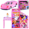 Duży różowy domek dla lalek rozkładana Willa Samochód i akcesoria