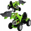 Elektryczny traktor na akumulator dla dzieci z łyżką koparka zielona
