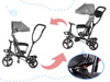 Szary rowerek trójkołowy dla dzieci Spacerówka Trike FIX LITE 360 stopni